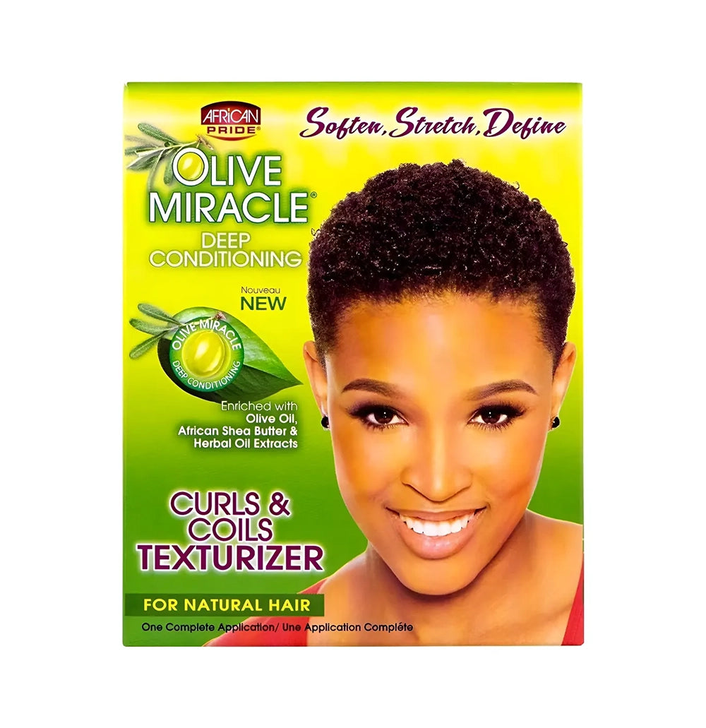 African Pride Olive Miracle Texturizer Curl Kit – Kit de Rizos y Bobinas