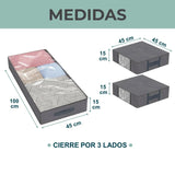 Organizador De Ropa Bajo Cama  Almacenamiento Set X 3 Gris Claro