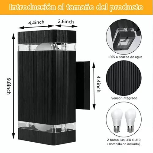 Aplique De Pared Luz Calida Decoracion Hogar Exterior Negro