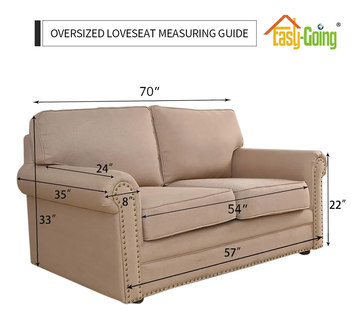 Funda Elástica Easy-Going para Sofá de 2 Cuerpos Grande (Oversized Loveseat) | 1 Pieza | Jacquard Stretch