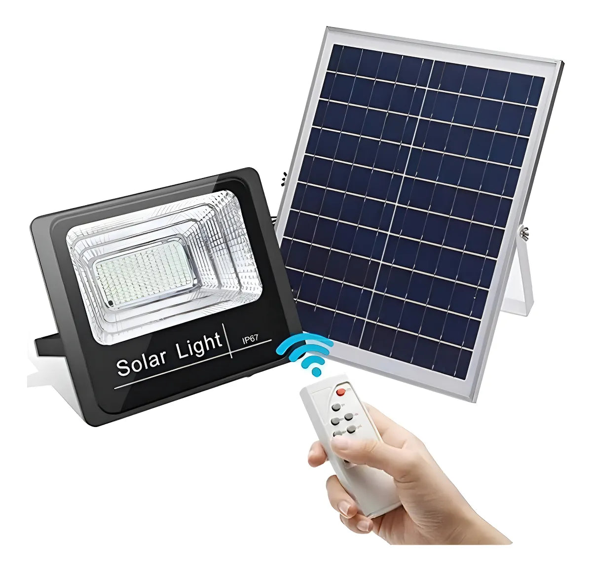 Foco Solar 200w Led Inteligente Control Remoto Ip66 Carcasa Negro Luz Blanco frío