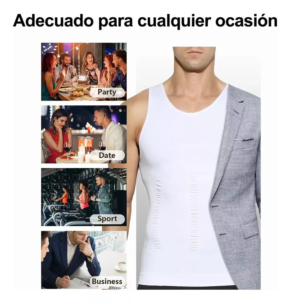 Camiseta pack 5 faja reductora compresora modeladora hombre Blanco