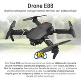Drone Con Cámara Dual Hd E88 Wifi 3 Baterías Y Protectores Color Negro