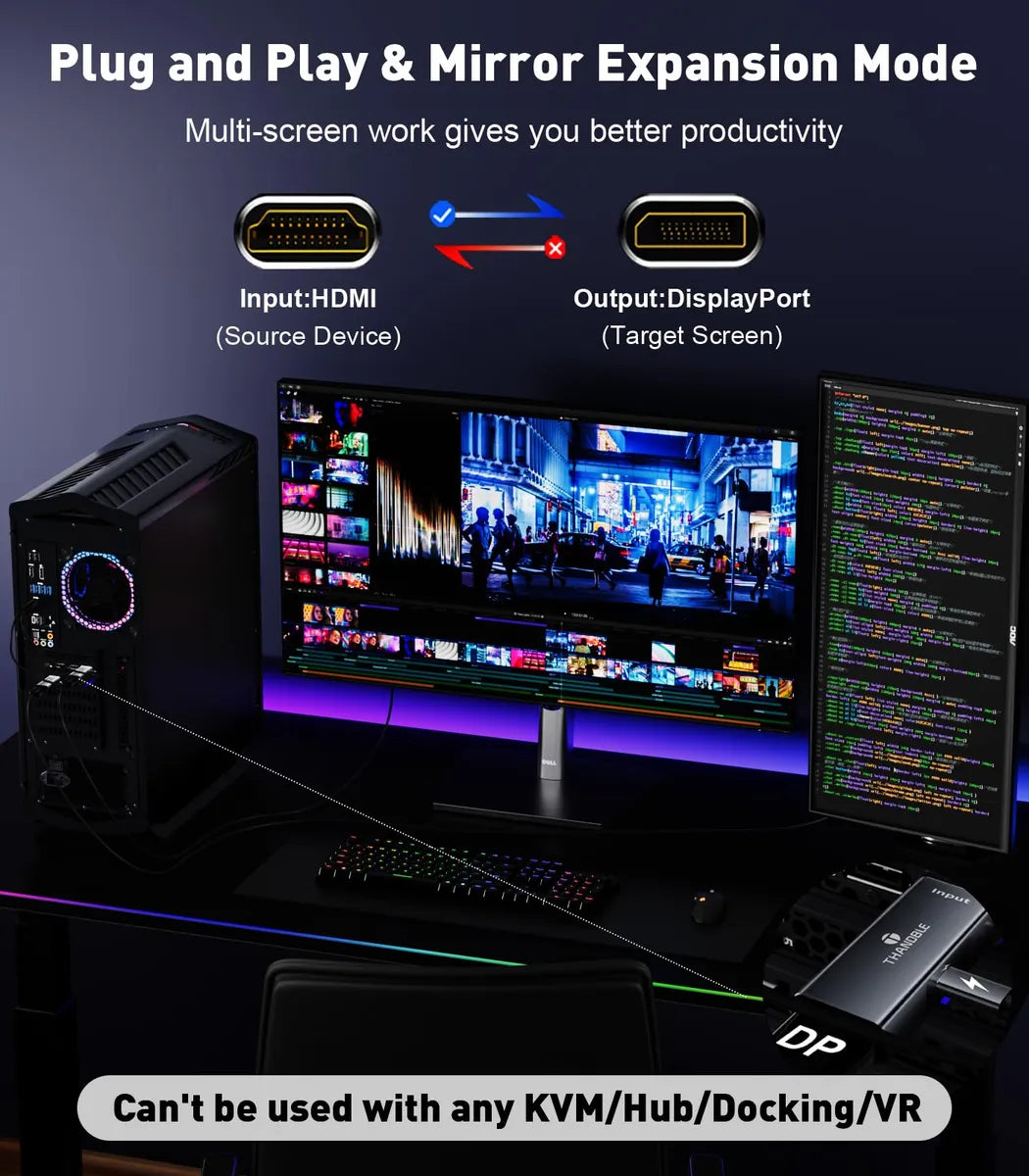 Adaptador HDMI a DisplayPort Thandble 4K a 60 Hz para portátiles