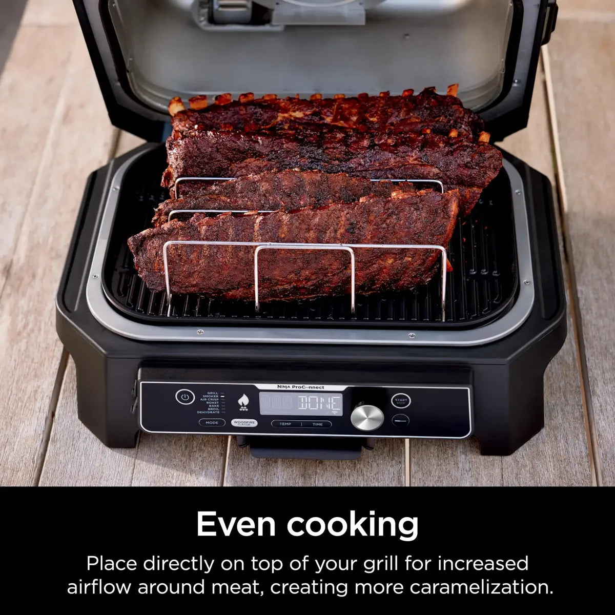 Parrilla para Costillas Ninja Woodfire XSKRACKXL | Compatible con Series OG800 y OG900 | Acero Inoxidable
