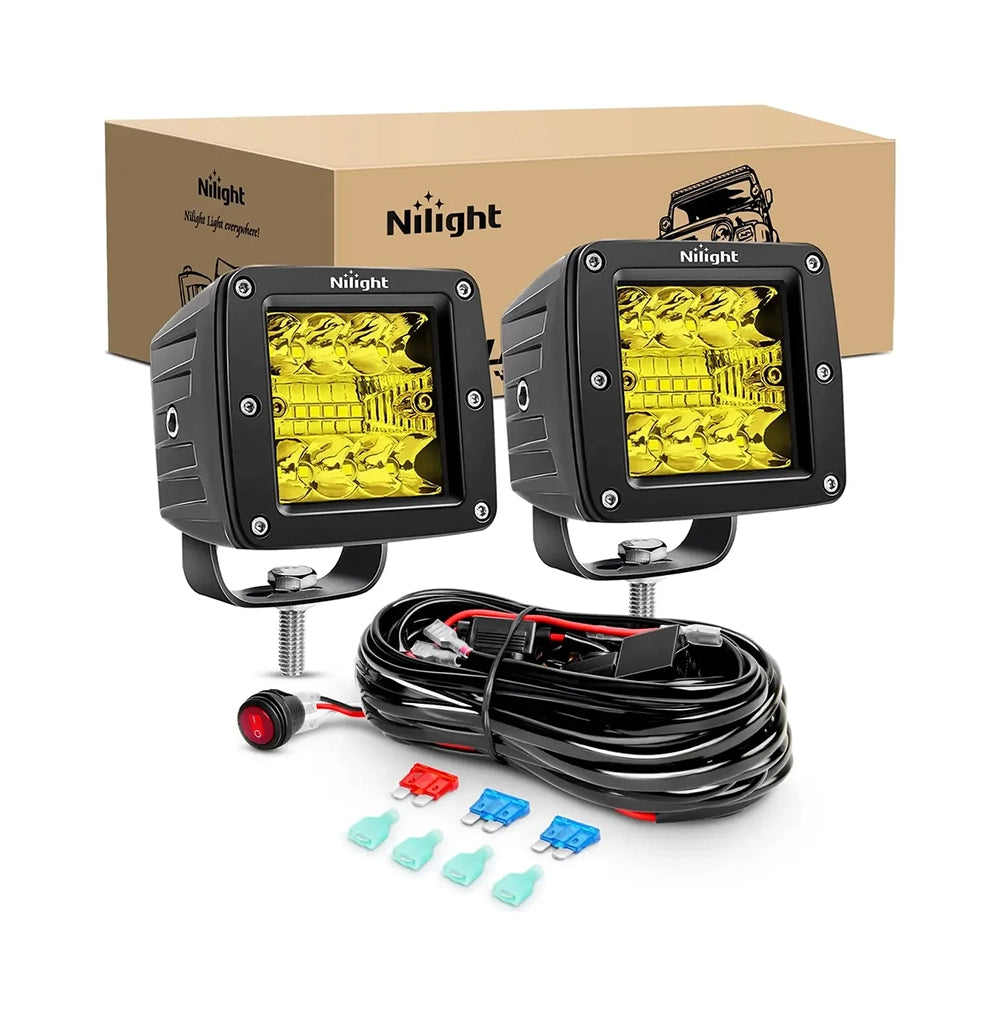 Combo LED Pods Nilight 3" Ámbar 42W Spot + Flood | Kit 2 Luces LED Off-Road 12V/24V
