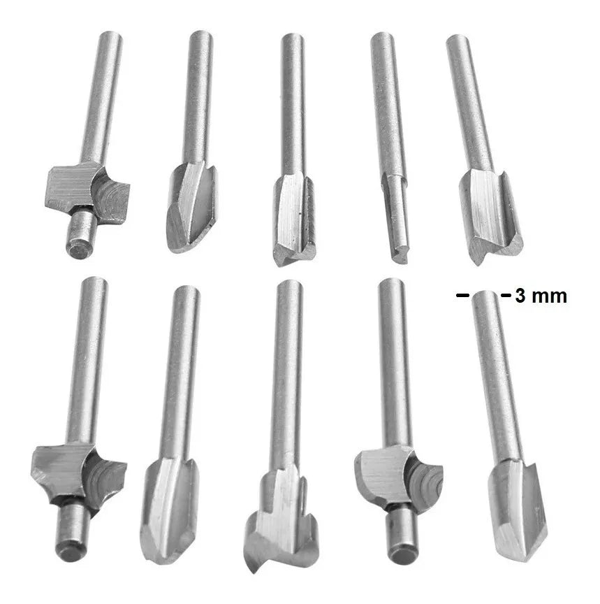10 Fresas Caladoras Madera Aluminio Pvc Multipro Tipo Dremel