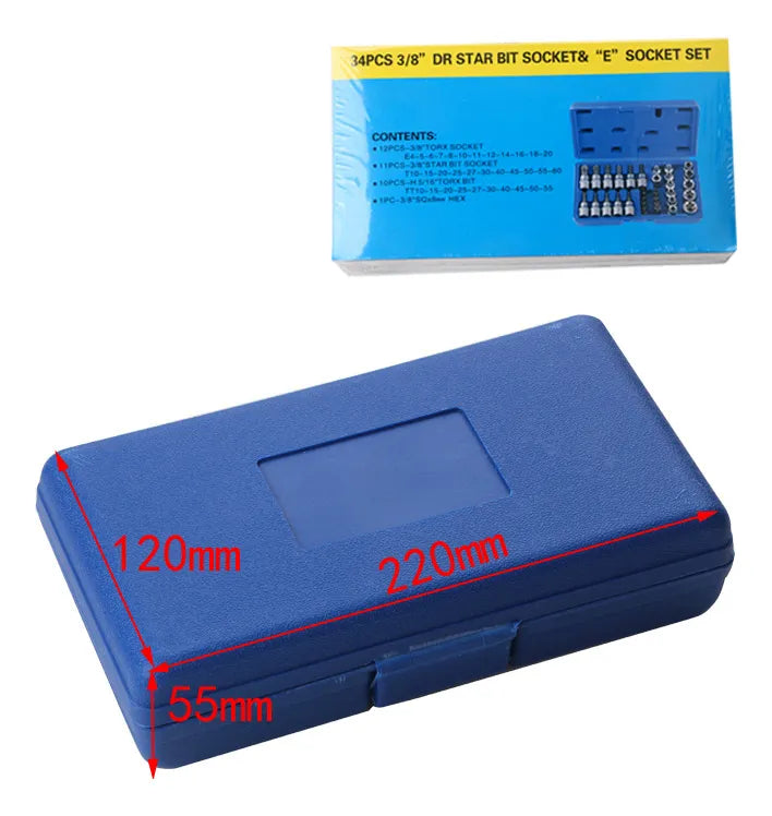 Juego de Conectores Torx Bit de 34 Piezas con Enchufes