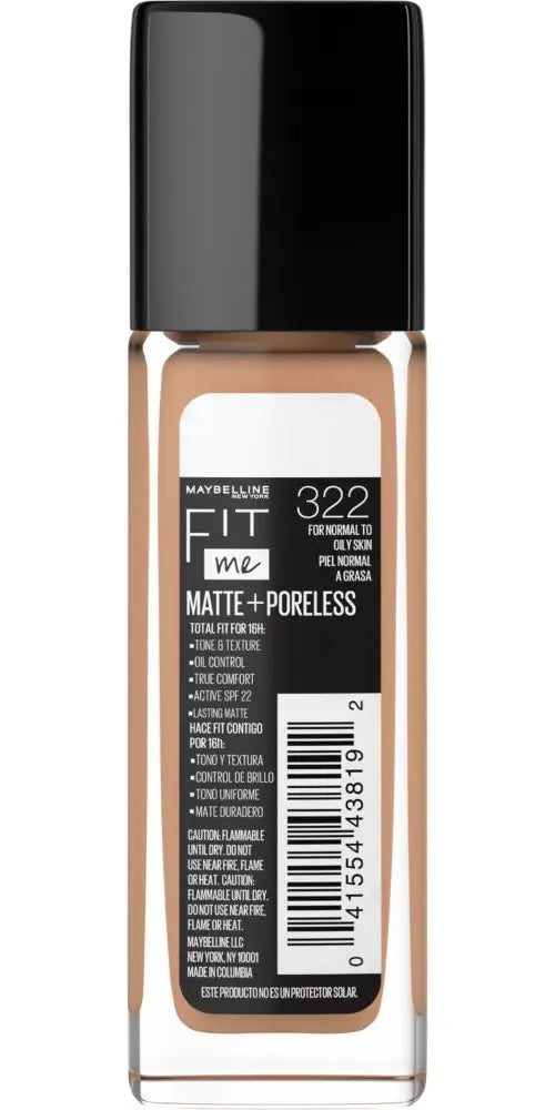 Maybelline Fit Me Matte + Poreless Foundation 322 Warm Honey – 30 ml