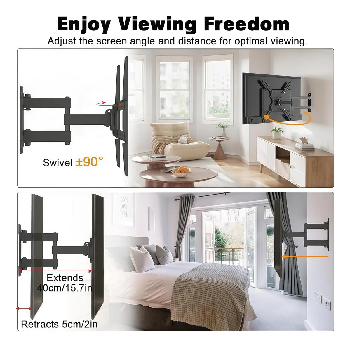 Soporte Pared Tv 14-55 Pulgadas 120 Grados Extendible