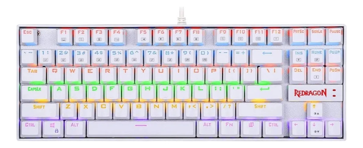 Teclado Gamer Redragon Kumara K552 Rainbow Blanco Red Esp Español Latinoamérica