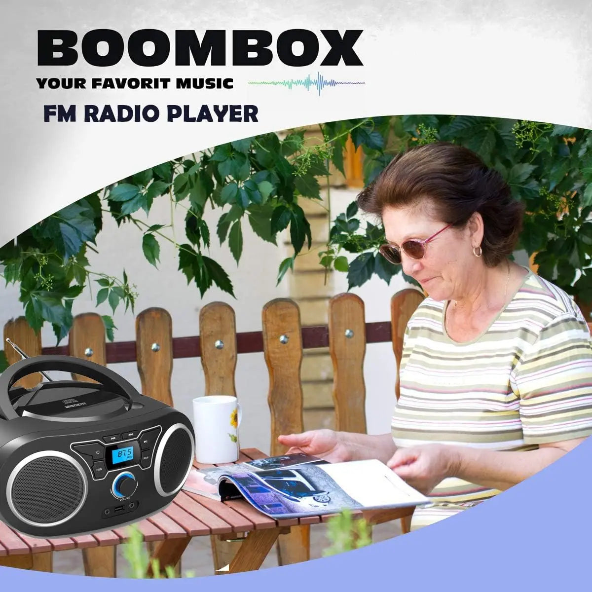 Reproductor Portátil Wiithink Bluetooth / Radio FM / CD / USB – Negro