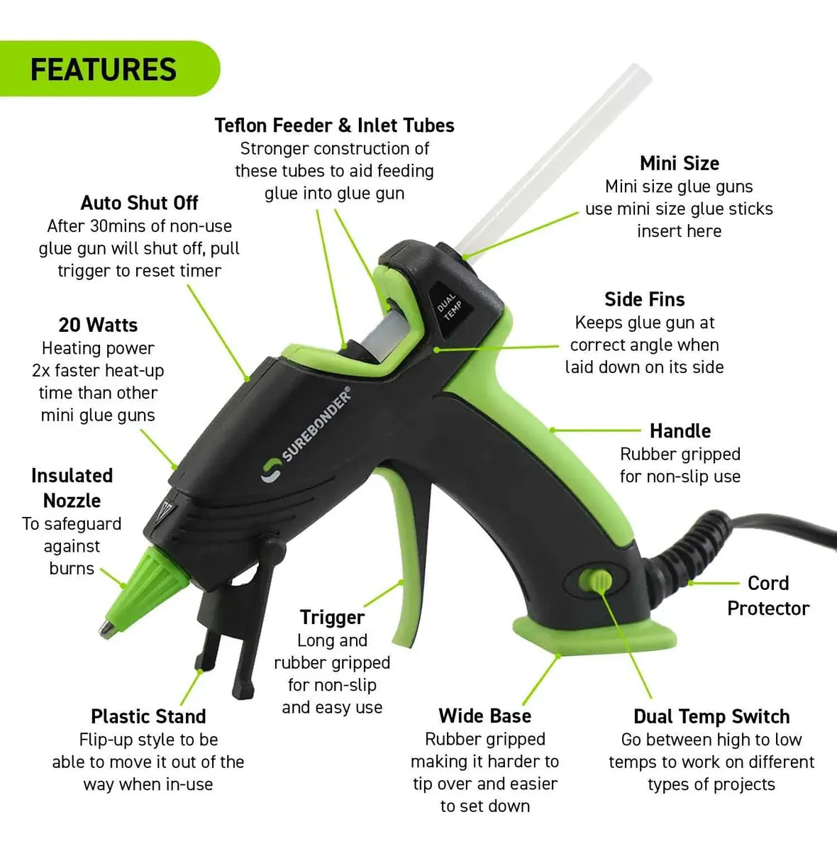 Pistola de Silicona Surebonder Ultra Dual Temp Full Size 120V
