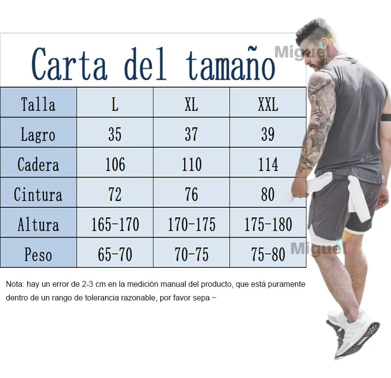 Short Gimnasio Con Licra Deportiva 2 En 1 Hombre Correr