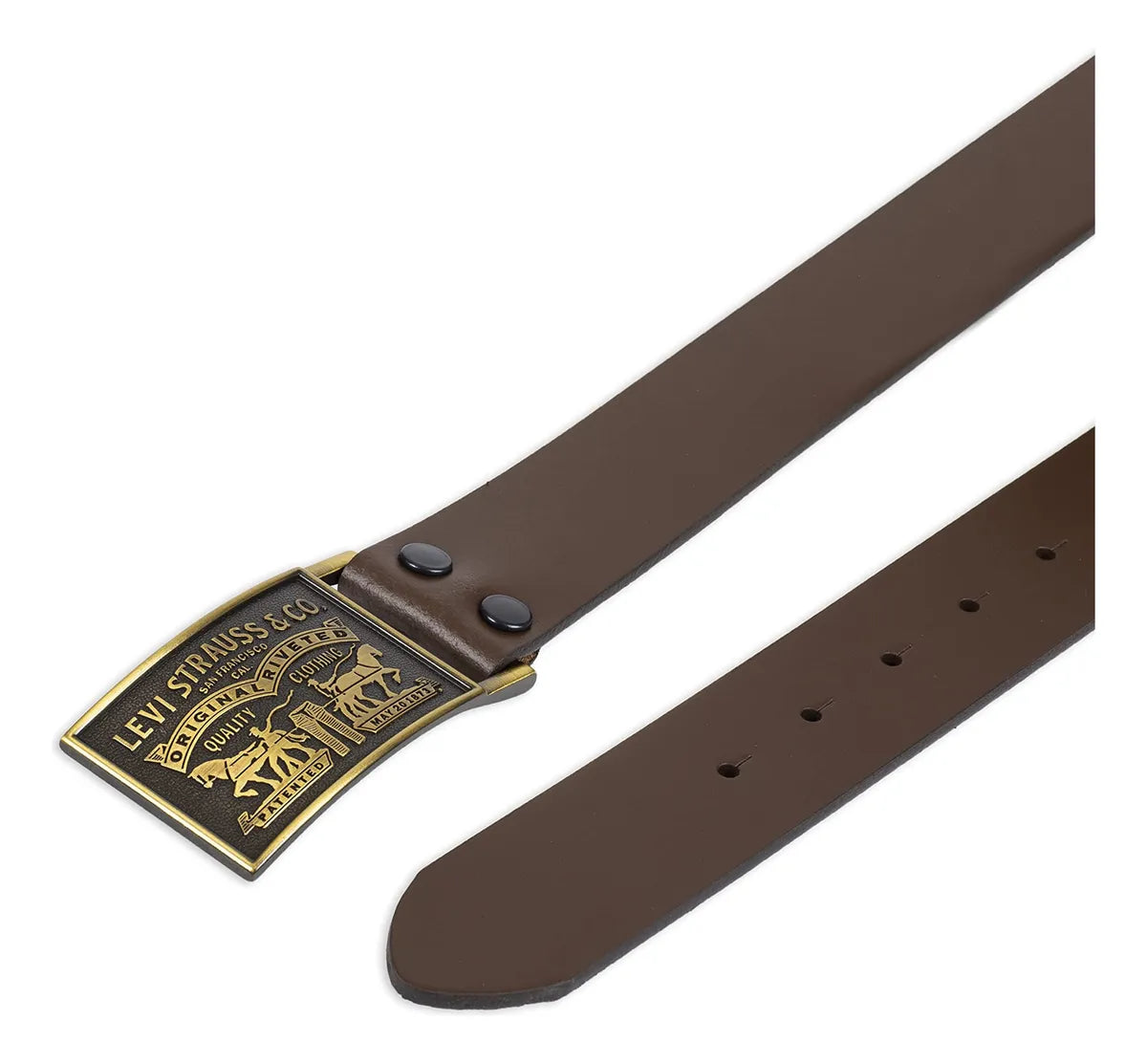 Cinturón de cuero Levi's Plaque Hebilla Marrón Para Hombre