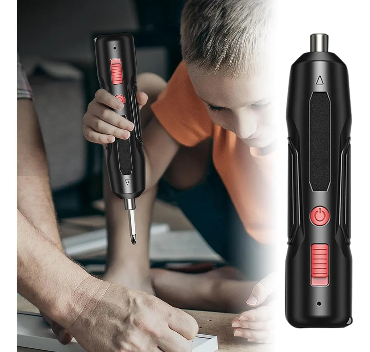 Destornillador Inalámbrico+30 Puntas De Destornillador Negro