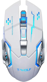 Mouse Gamer Inalámbrico Silencioso Y Recargable Con Luz Led
