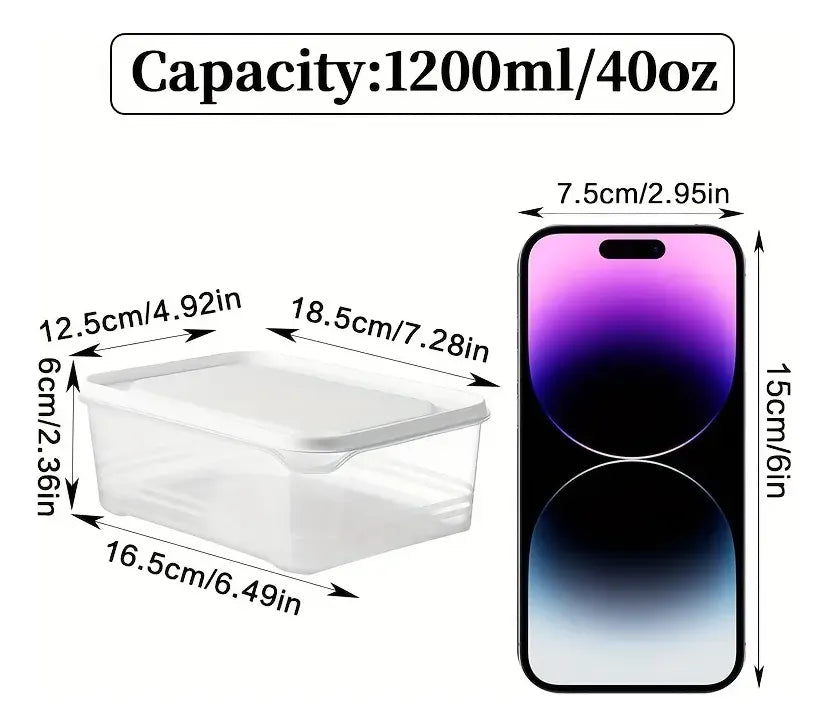 Organizador Refrigerador 8 Contenedores Herméticos 1200ml Blanco