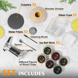 Sumapner Kit Smoker para Whisky y Cócteles – 6 Sabores de Madera + Soplete + 2 Vasos