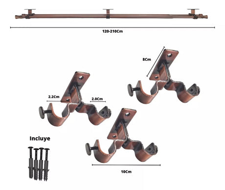 Set Extensible Techo 120-210 Cm Color Cobre Terminal Cónico