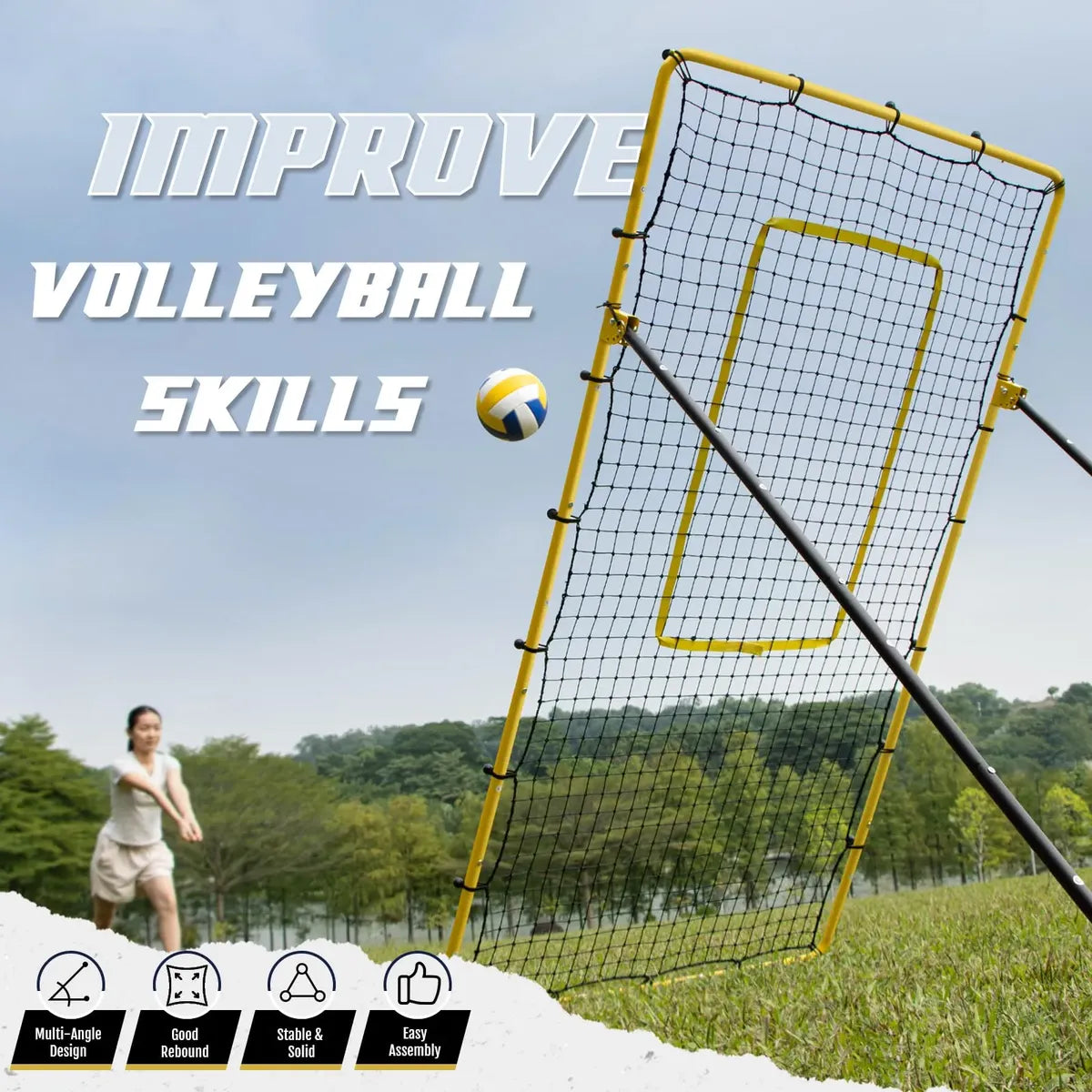 Red Rebounder de Voleibol Newbyinn 7 x 4 Pies