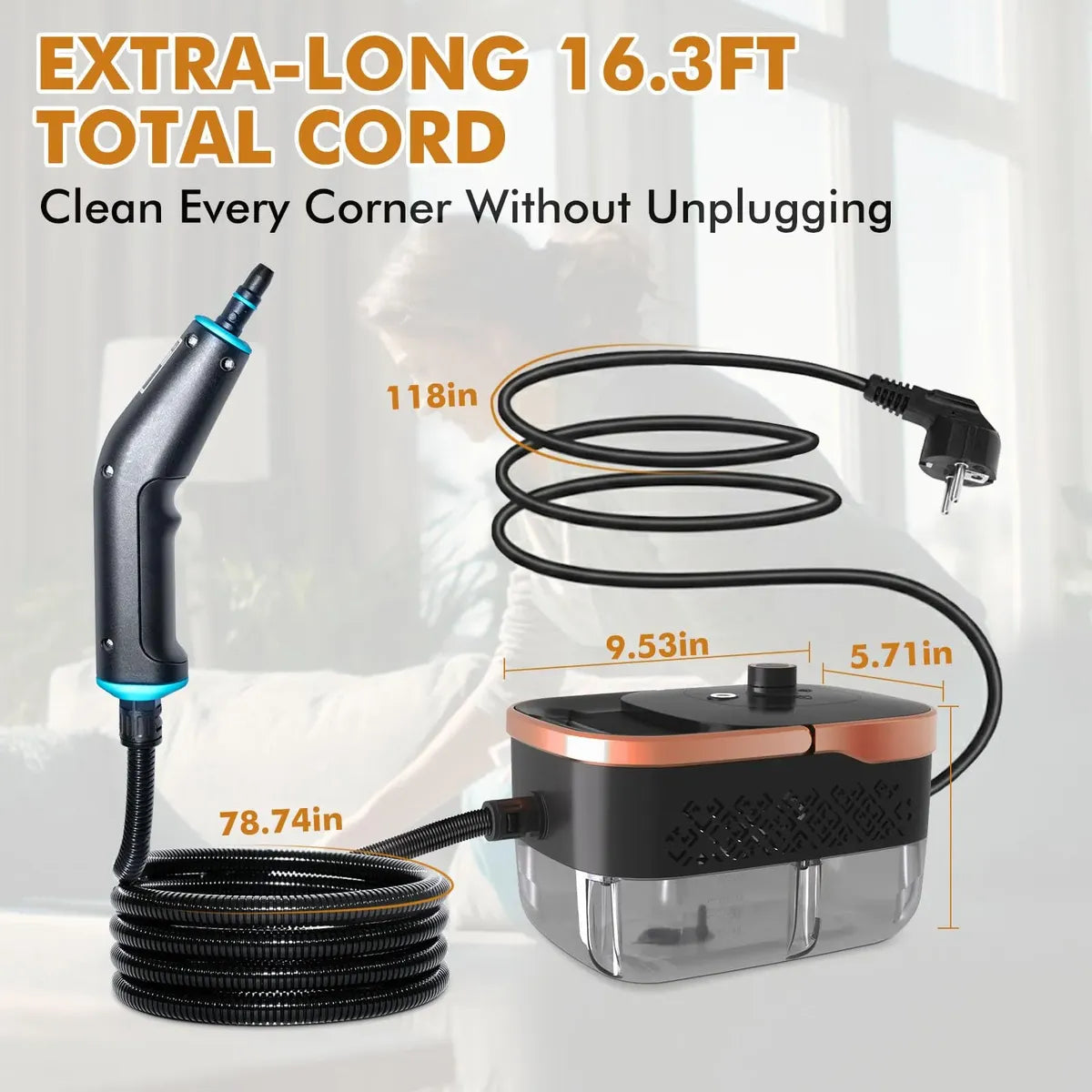 Limpiador a Vapor Portátil Enromted 2500W 1.25L | Limpieza Profunda Multiusos - 120V