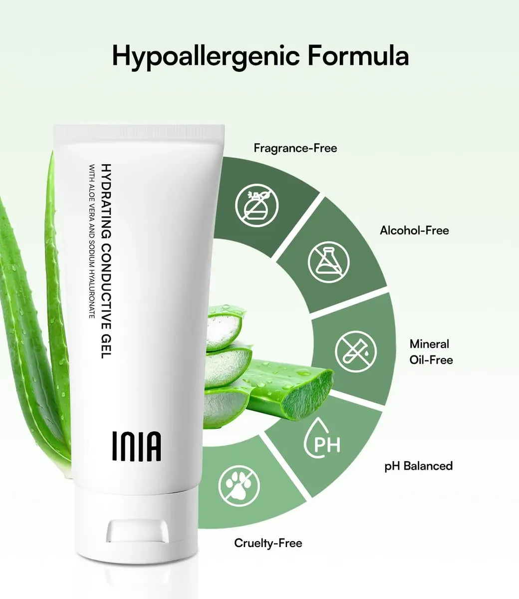 Gel Conductor INIA Microcurrent para Cuidado Facial y Corporal | Ácido Hialurónico y Aloe Vera