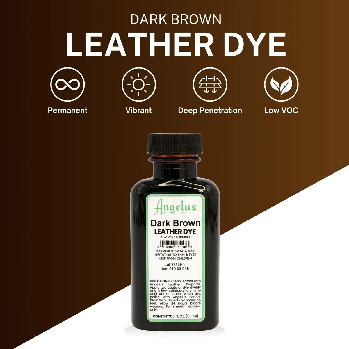 Angelus Dark Brown Leather Dye 90 ml – Tinte para Cuero con Aplicador