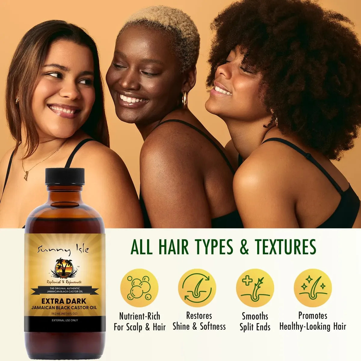 Aceite de Ricino Negro Jamaicano Sunny Isle Extra Dark 8 oz