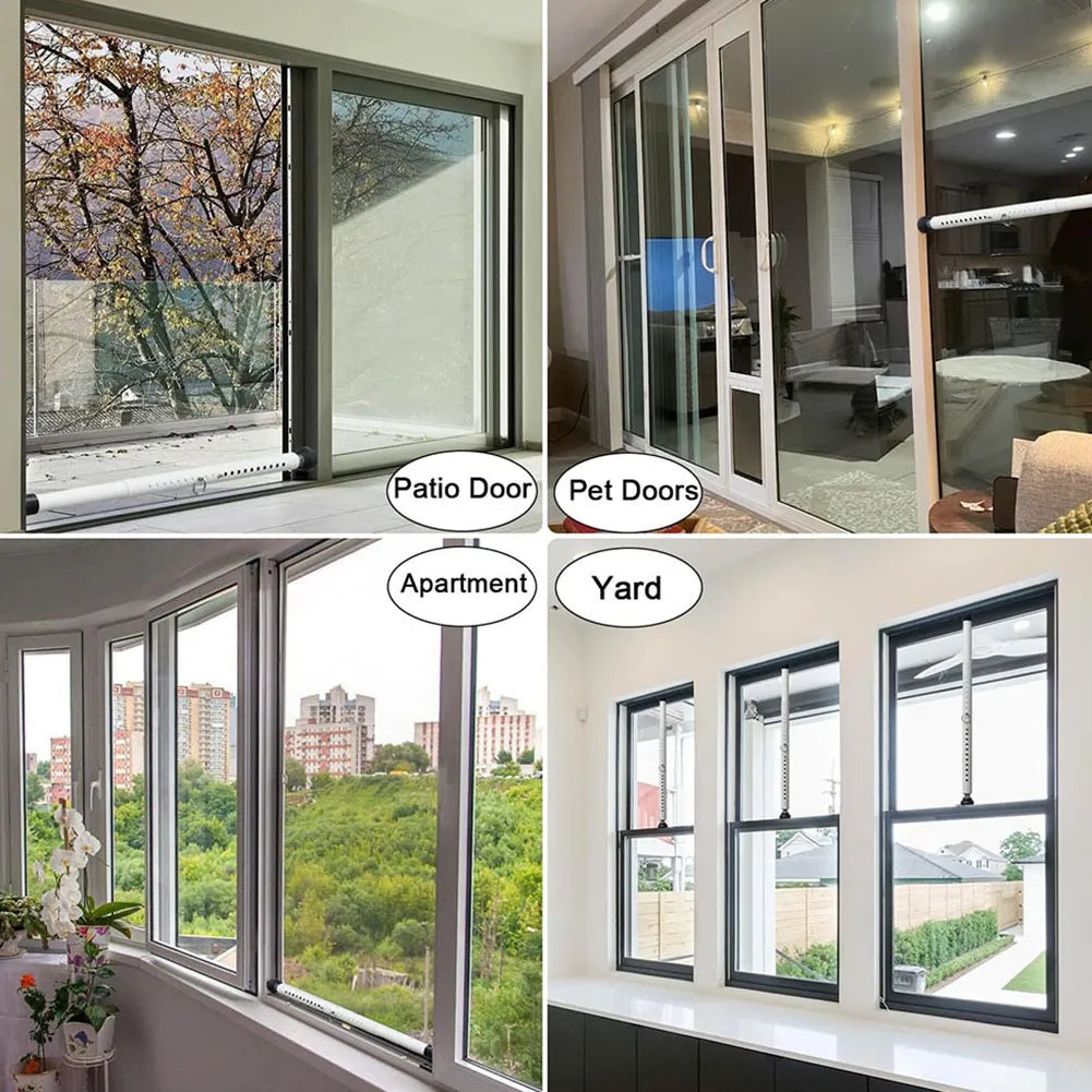 Barra de Seguridad Ajustable para Puertas Corredizas 17–50 Pulgadas – Blanca