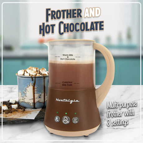 Espumador y máquina para hacer chocolate caliente Nostalgia 950 ml con molde