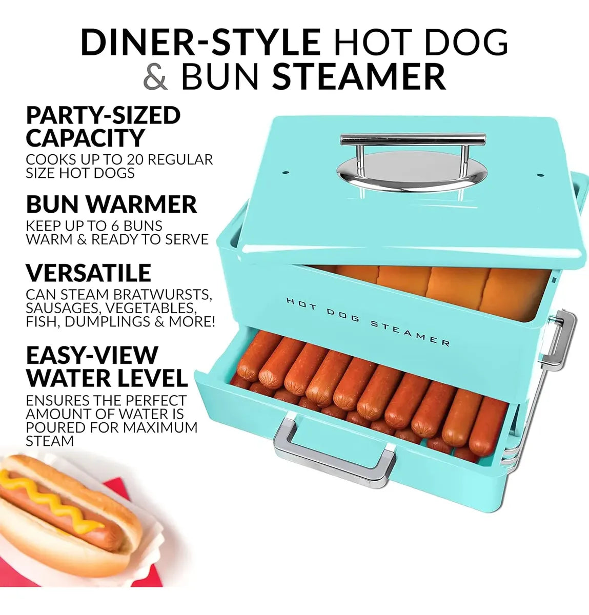 Vaporera Extra Grande Para Hotdogs Vintage 120V