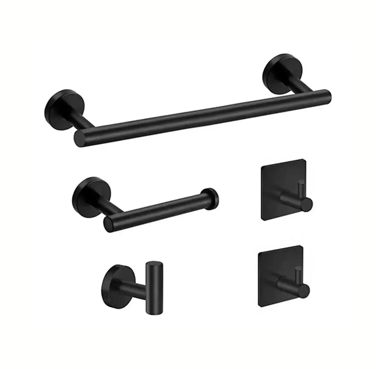Set De 5 Accesorios De Baño Acero Inoxidable Negro