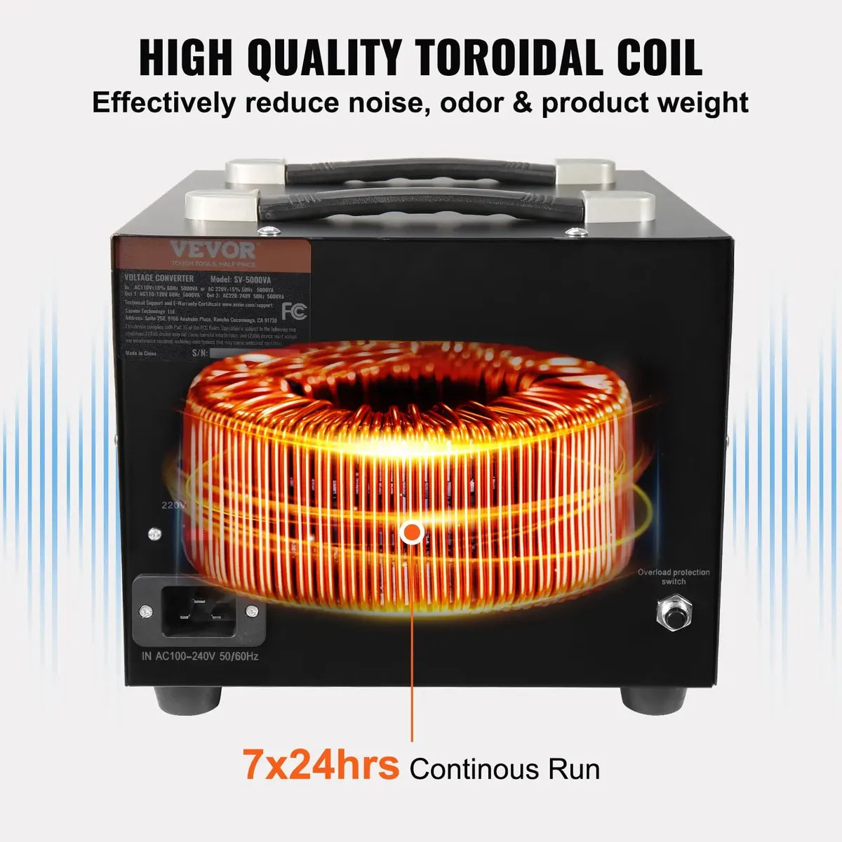 VEVOR SV-5000VA Transformador Convertidor de Voltaje 5000VA 110V/220V