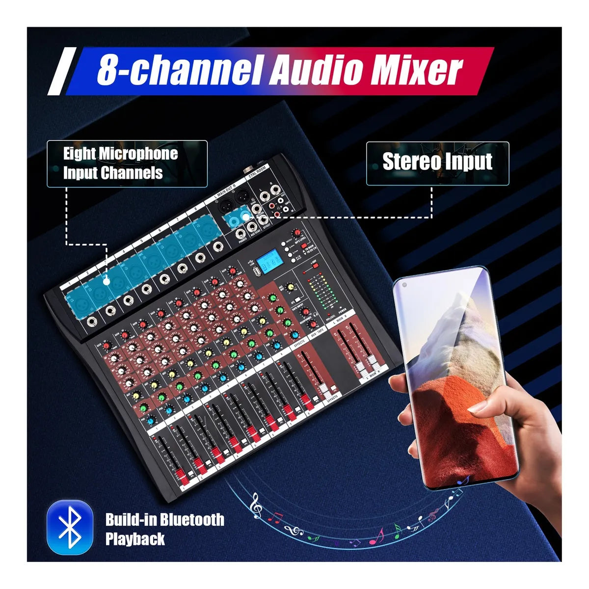 Mezclador Profesional De 8 Canales, Consola De Sonido