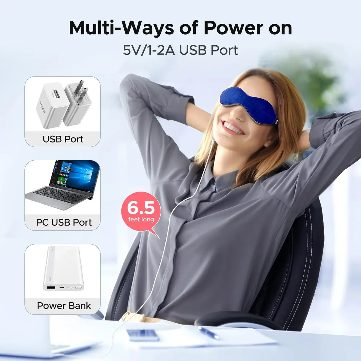 Máscara Térmica para Ojos EZONA | Compresa Caliente USB | Alivio para Ojos Secos | Nueva