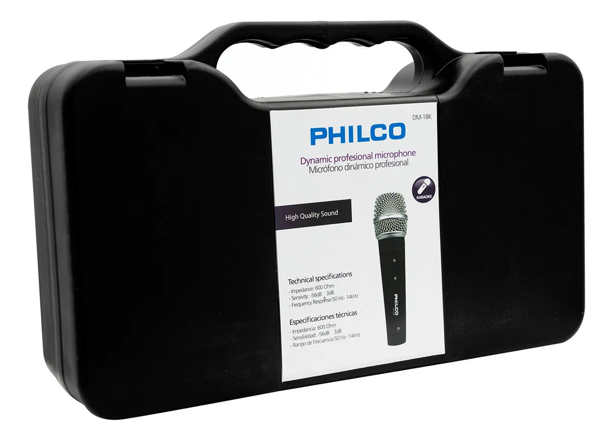 Micrófono Dinámico Philco Con Estuche Dm18k Color Negro Negro