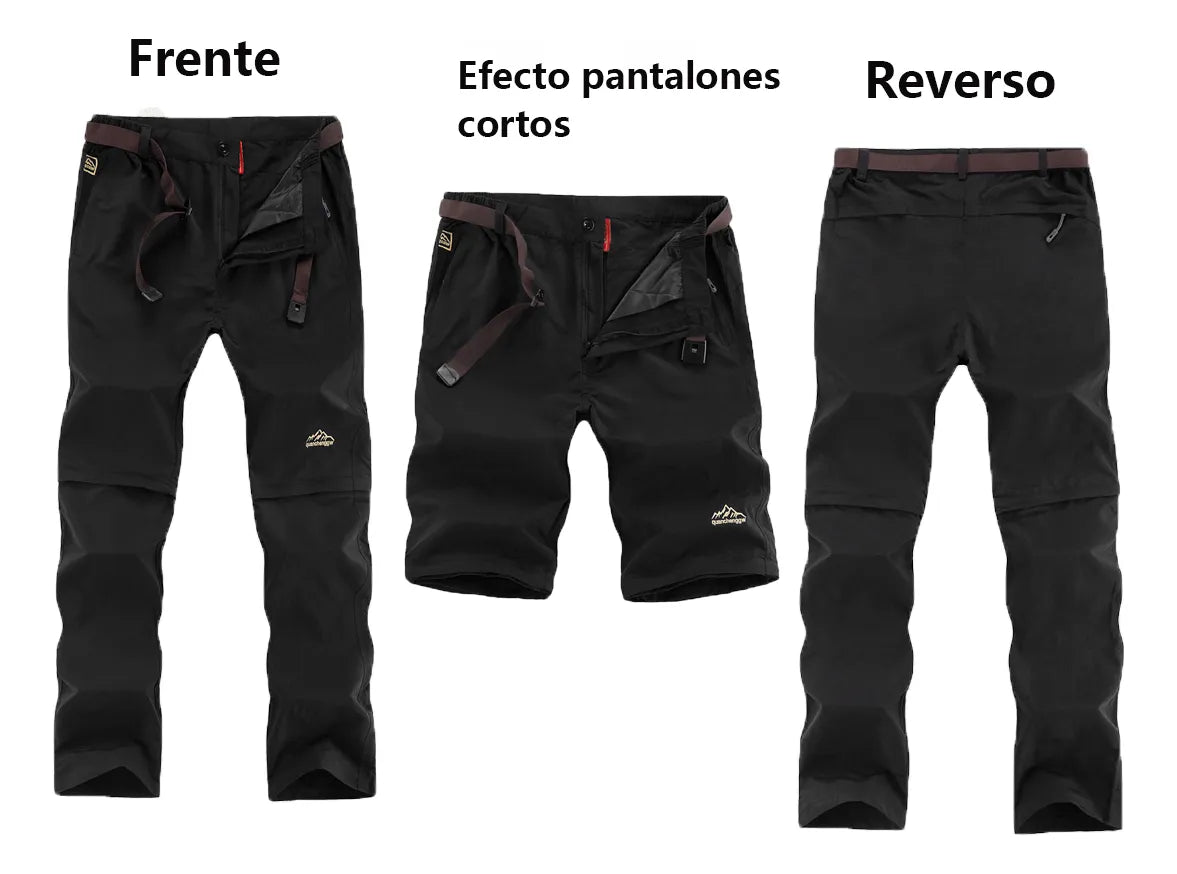 Pantalon Trekking Outdoor Hombres Desmontable Secado Rápido
