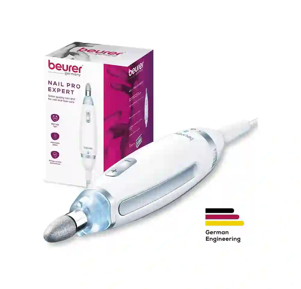 Kit Profesional de Manicura y Pedicura Beurer MP62 | 24 Piezas | Luz LED | Velocidad Ajustable