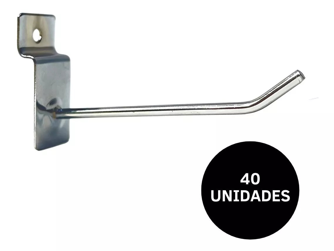 Pack 40 Ganchos De 10cm Para Panel Ranurado Delgado