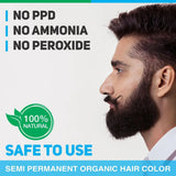 Tinte de Pelo y Barba Vegetal Marrón Oscuro 25g | Cobertura Natural de Canas para Hombre