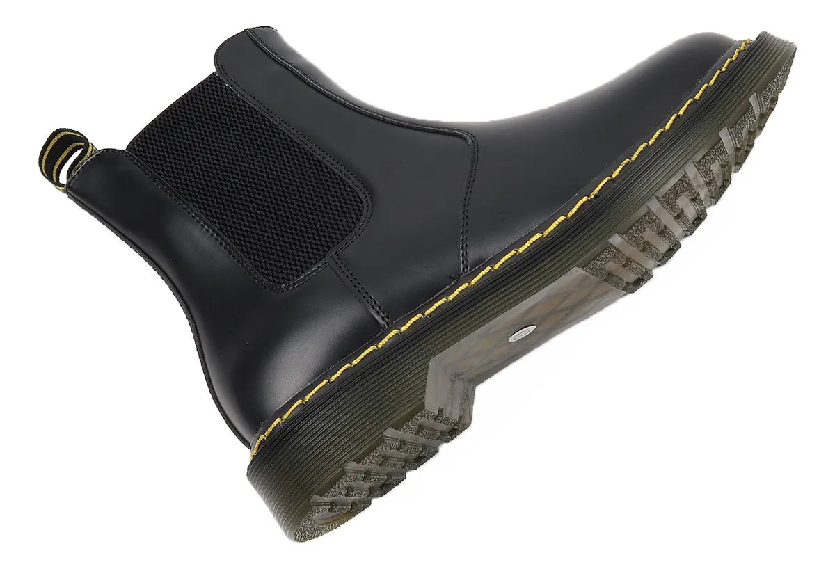Botas Con Elástico Chelsea Black Stitch De Cuero Hombre