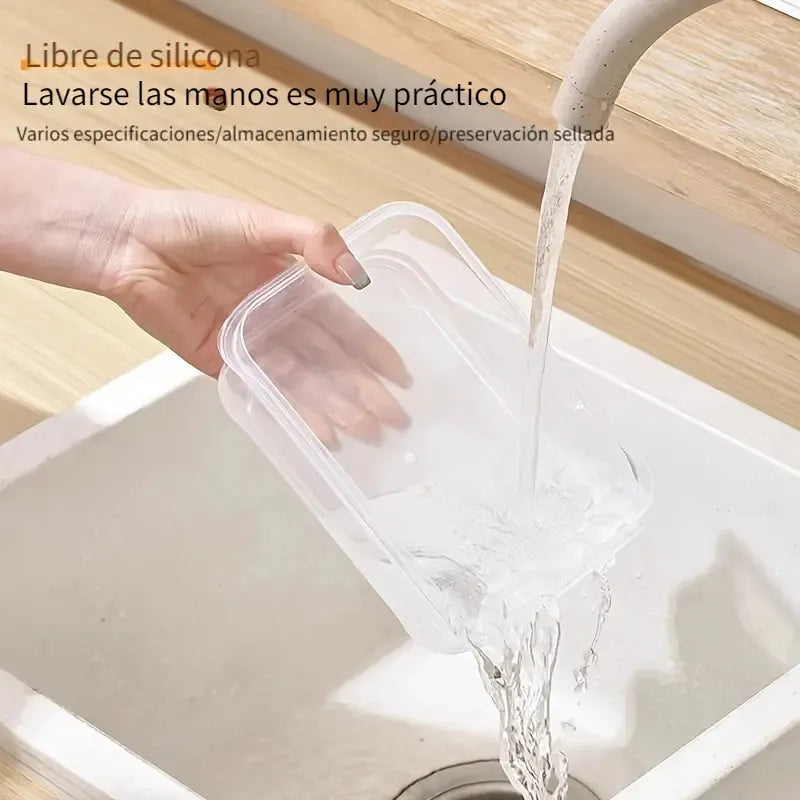 Organizador Refrigerador 8 Contenedores Herméticos 1200ml Blanco