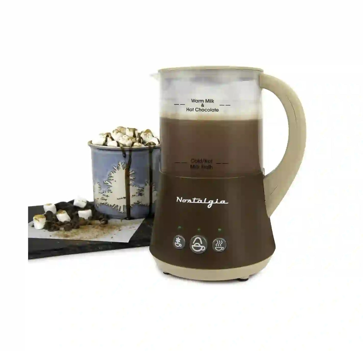 Espumador y máquina para hacer chocolate caliente Nostalgia 950 ml con molde