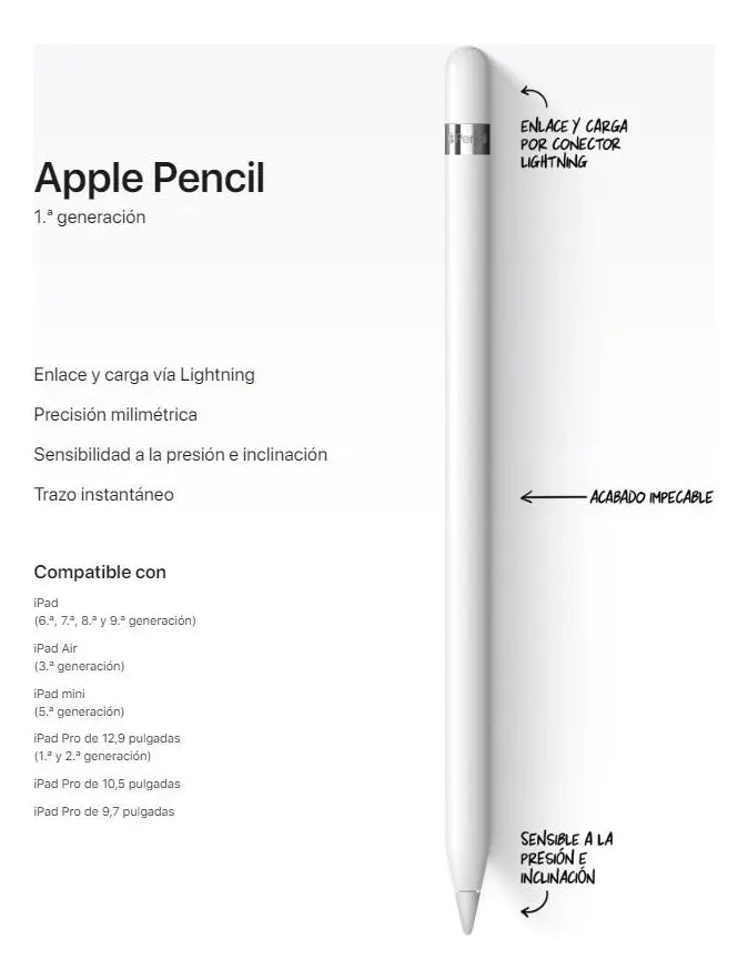 Apple Pencil 1ª Generación A1603 Blanco | Precisión Profesional para iPad