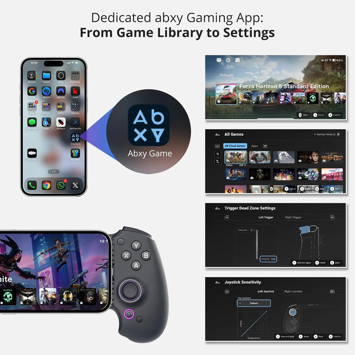 S9 Full-size Gaming Phone Controller Para iPhone 15/16