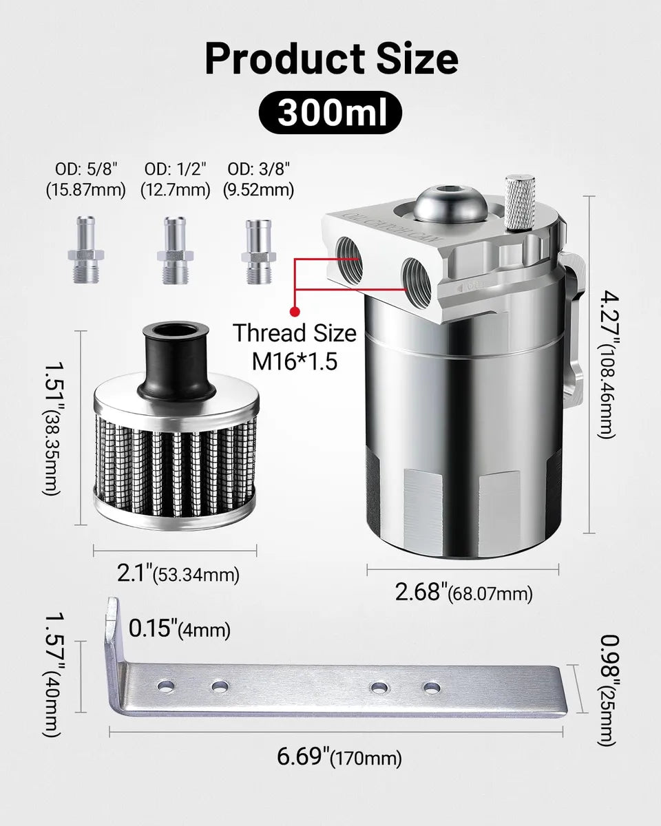 Oil Catch Can Evil Energy Bafled De Aluminio Universal De 300