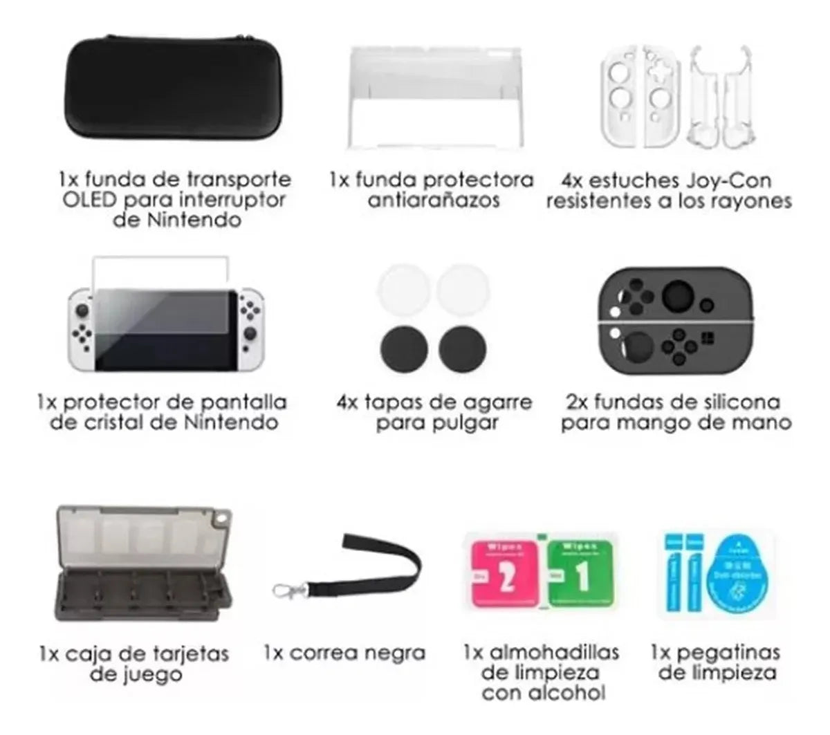 Estuche Protector Para Nintendo Switch Oled Pack 17 En 1