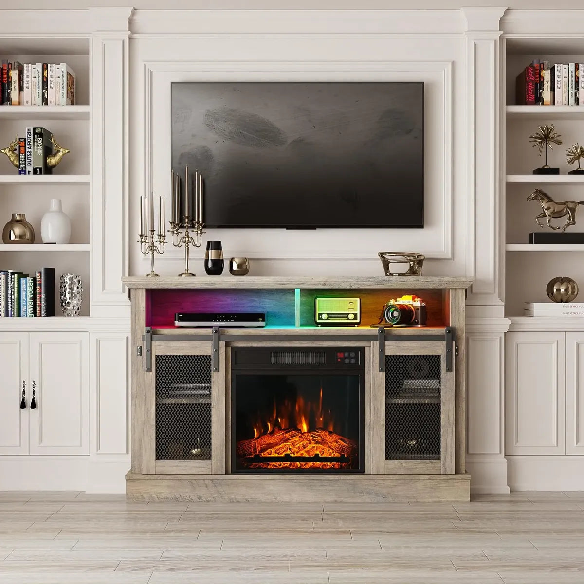 Inserto para Chimenea Eléctrica 18" con Control Remoto | Efecto Llama LED | Empotrable 120V