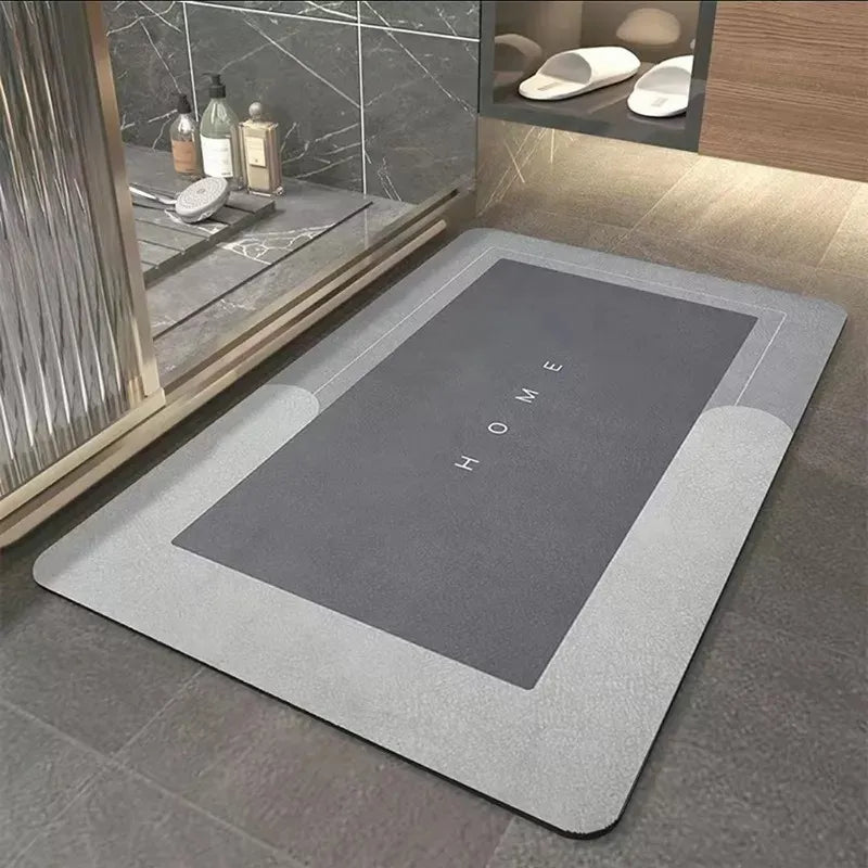 Tapete Alfombrilla De Baño Super Absorbente Color Gris Oscuro Geométrica